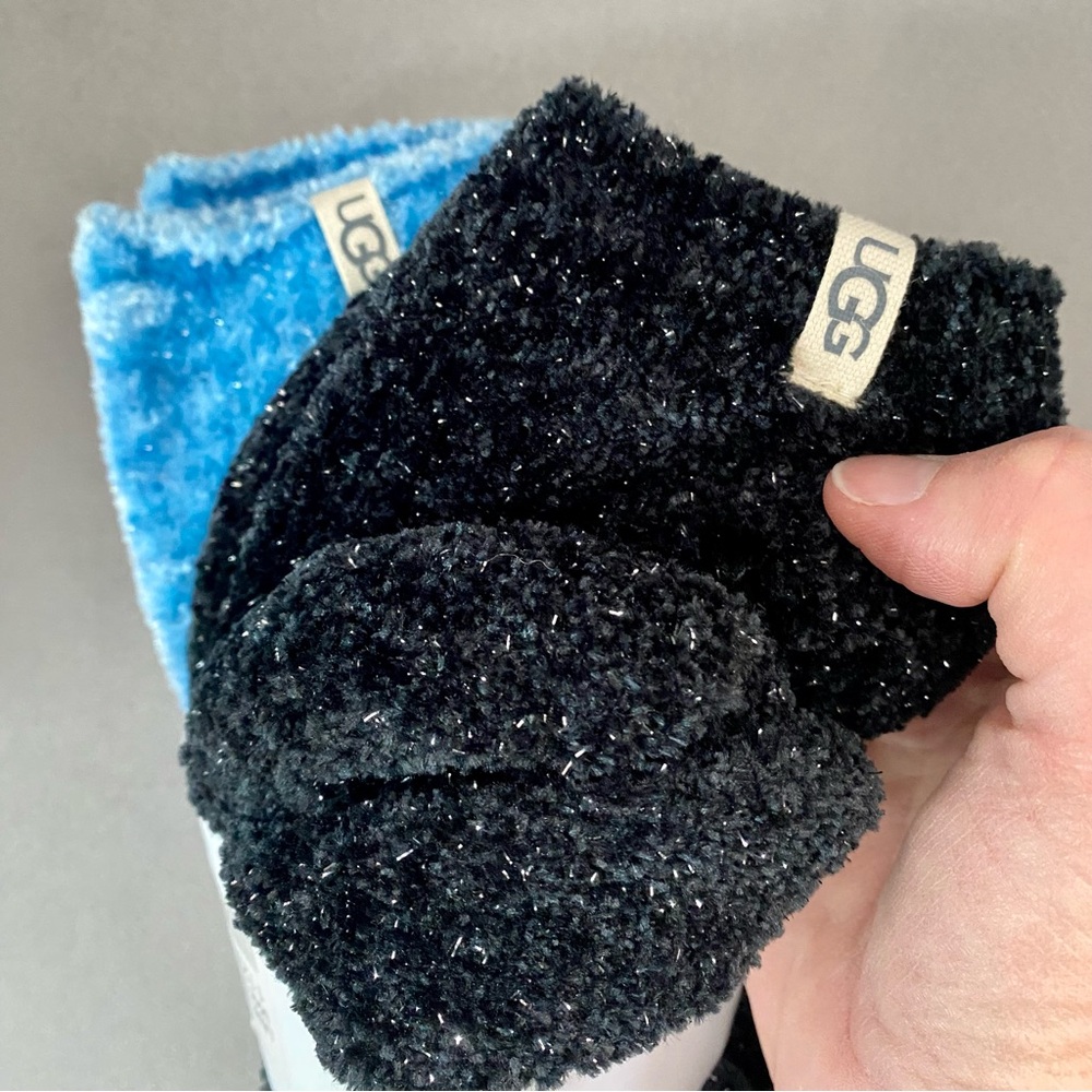 NWT UGG Cozy Black, Cream, and Blue Socks